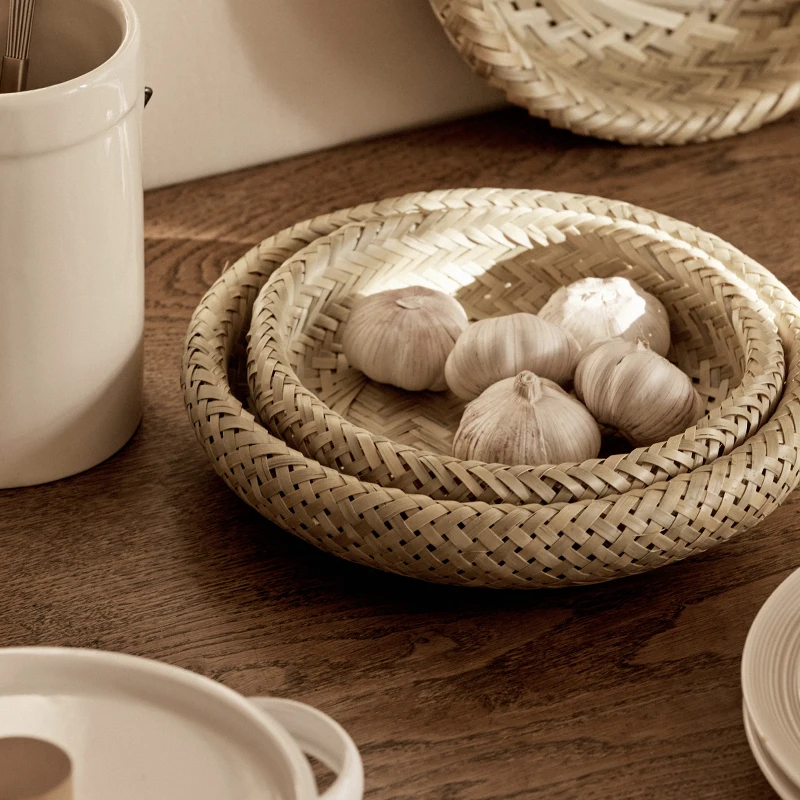 

Handmade rattan Japanese bread basket steamed bread basket ginger garlic storage basket living room household