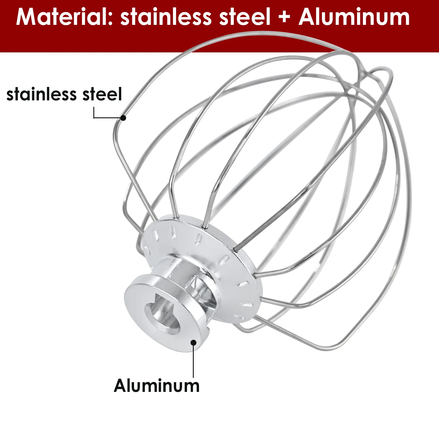 K45WW Steel Wire Whip for KitchenAid Artisan Series Tilt-Head Mixer 4.5 & 5 Quart Bowl 6 Wire whisk