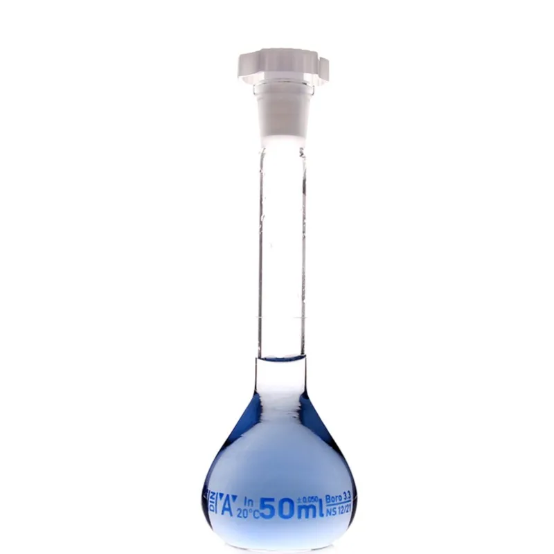 50ml Transparent Lab Borosilicate Glass Volumetric Flask with plastic Stopper Office Lab Chemistry Clear Glassware Supply