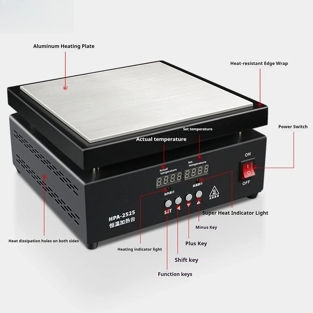 LED Preheating Platform Aluminum Substrate Constant Temperature Heating Station Mobile Phone Screen Disassembly Repair Tool
