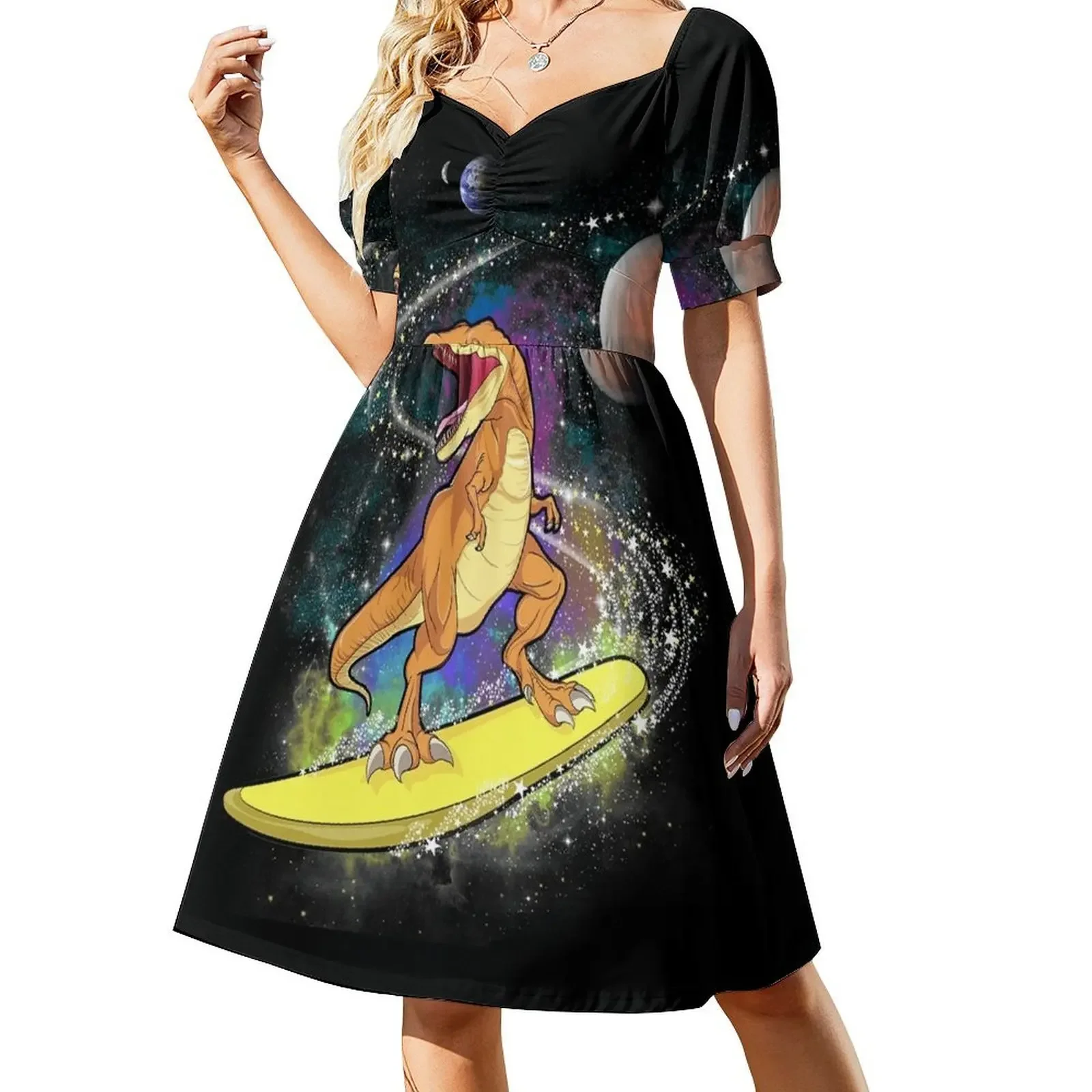 

Space Dinosaur Astrosaurus Star Surfer Gift Short-Sleeved Dress womens clothing summer dresses womens 2025 Dress