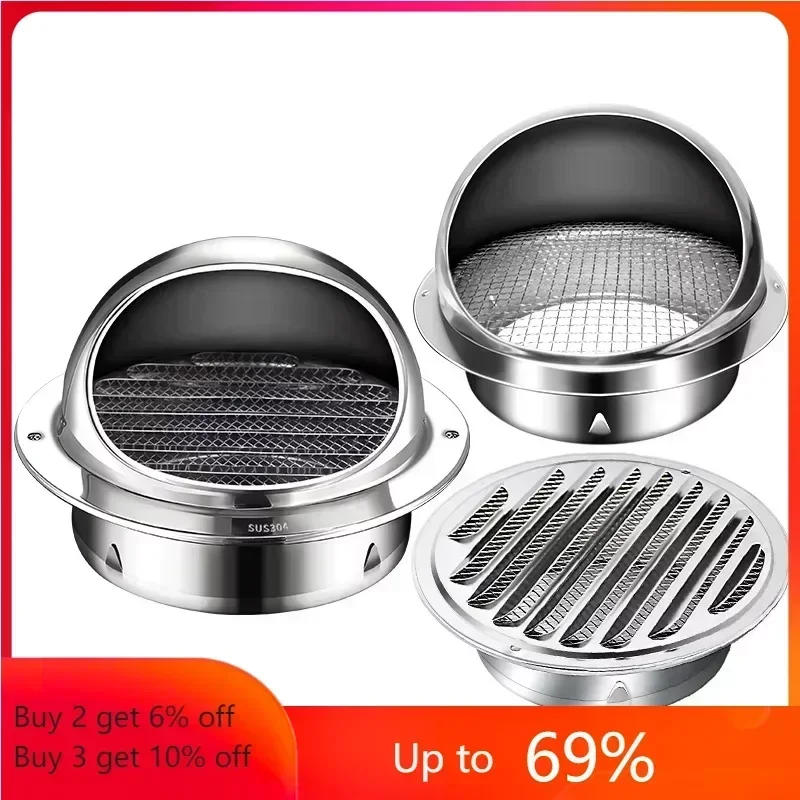 Stainless Steel Wall Ceiling Air Vent Ducting Ventilation Exhaust Grille Cover Waterproof Outlet Heating Cooling Vents Cap