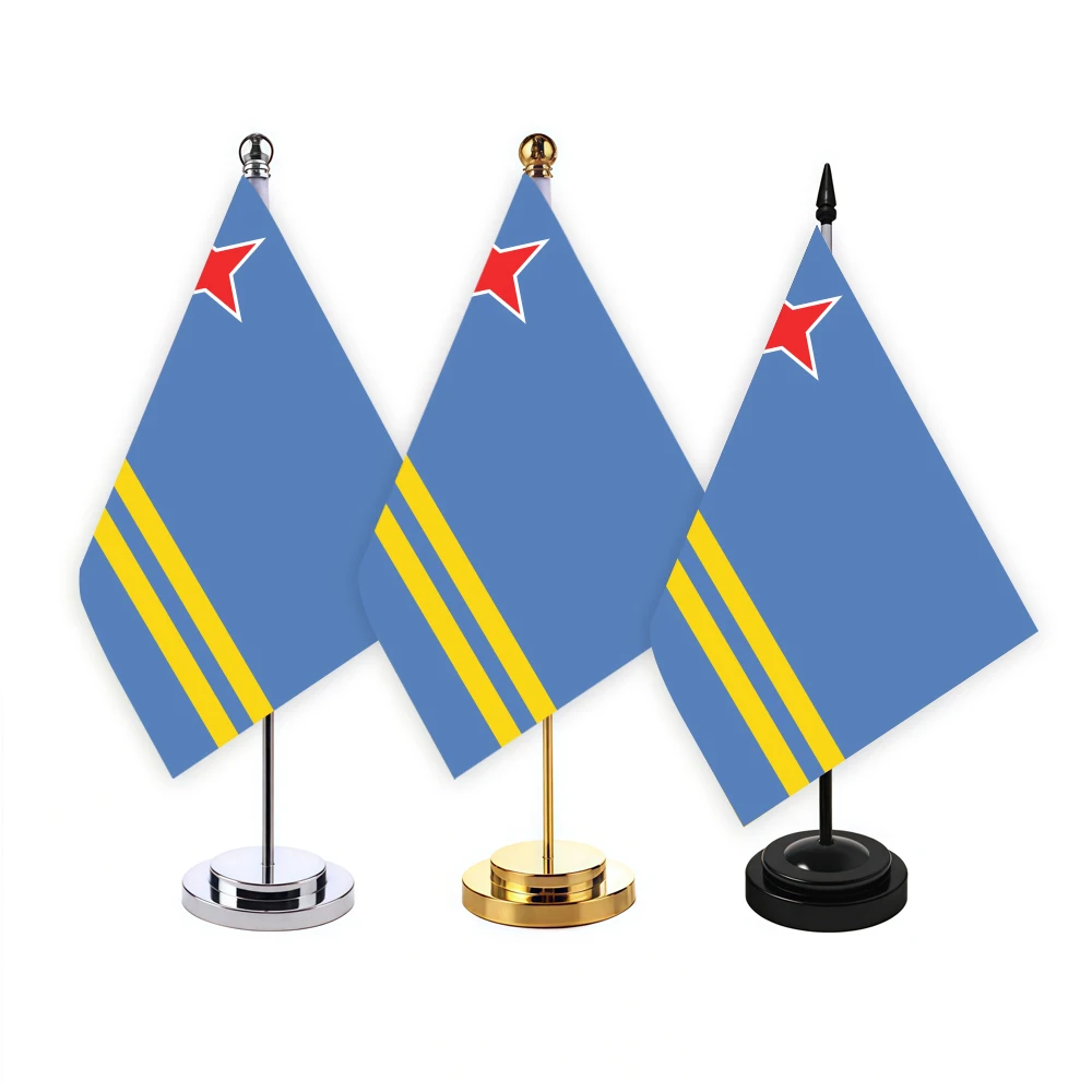 CYPOMELO Desktop Flag Aruba National Flag 14x21cm Aruba Small Desktop Decorative Flag (with flagpole)