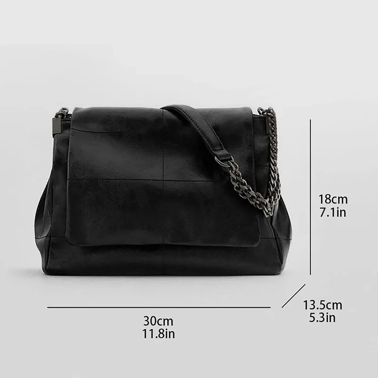 Black Flap Shoulder Bag Fashion Trend High Capacity Wandering Bag Postman Bag Daily Commute Street Travel Storage Shoulder Bags