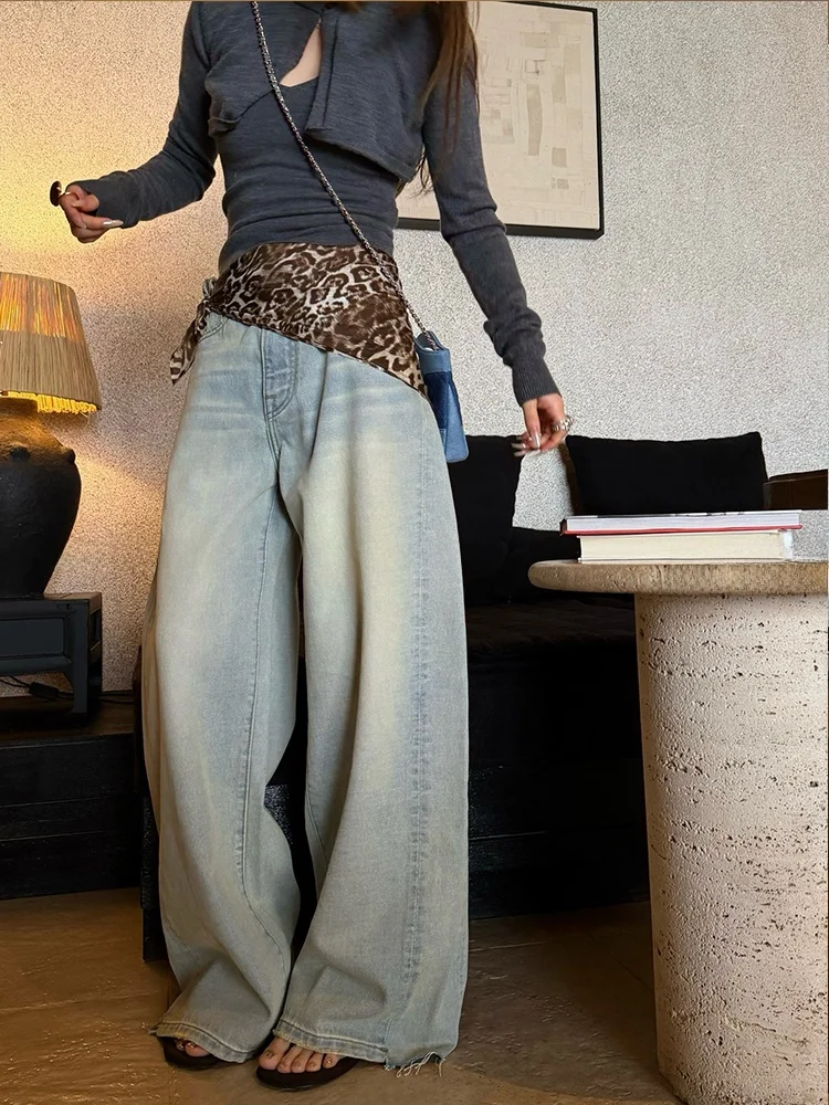 

High Waist Wide Leg Jeans Women's Loose Slimming Light Blue Frayed Versatile Long Pants Spring Summer New Arrival Denim