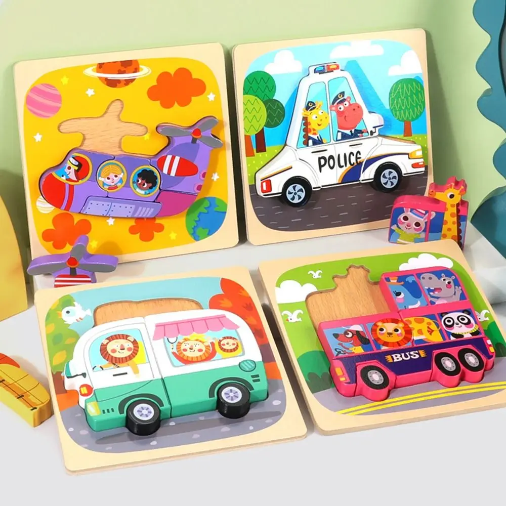 Kinder Dier Houten 3d Puzzel Bord Voor Baby Early Montessori Education Speelgoed Cartoon Board Steel Speelgoed Tafel Spel Pasgeboren Cadeau