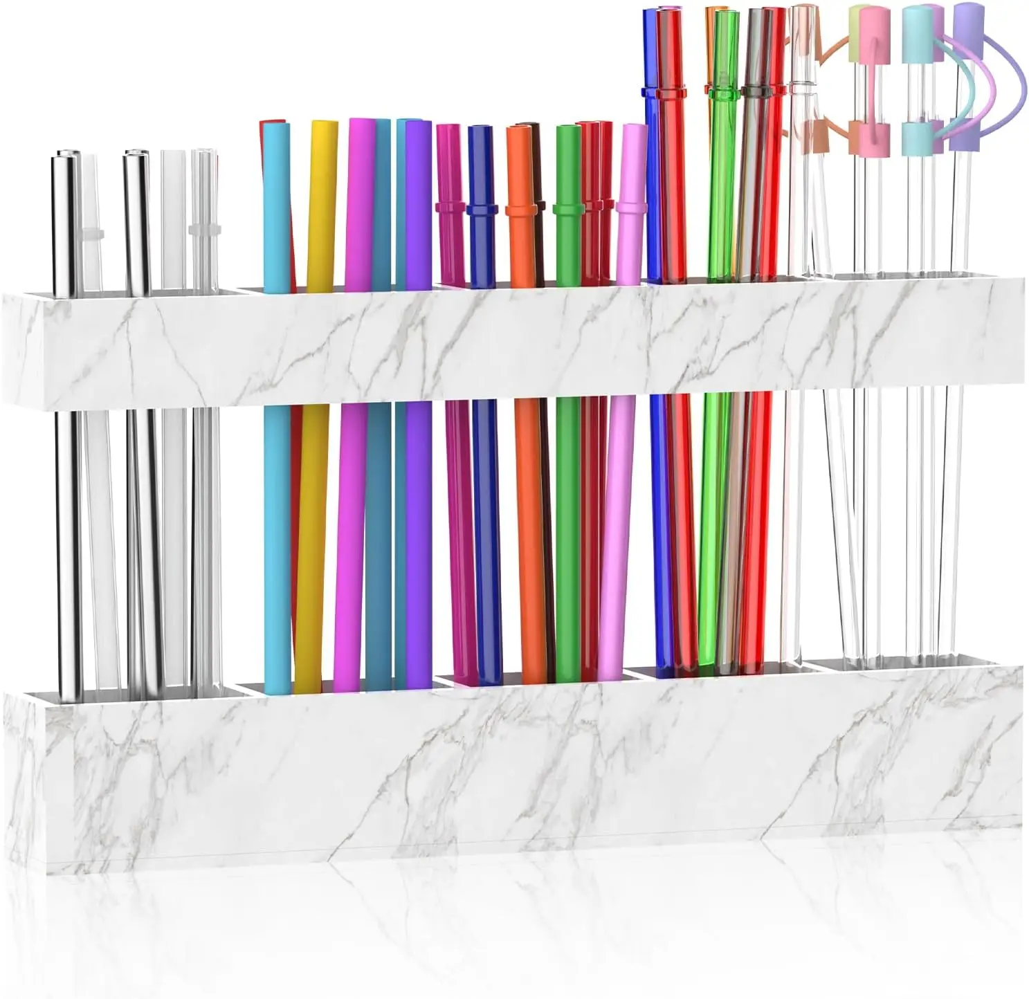

Acrylic Straw Holder with Adjustable Racks for Cabinet Door, 200+ Capacity Storage for Kitchen Cupboard, Marble
