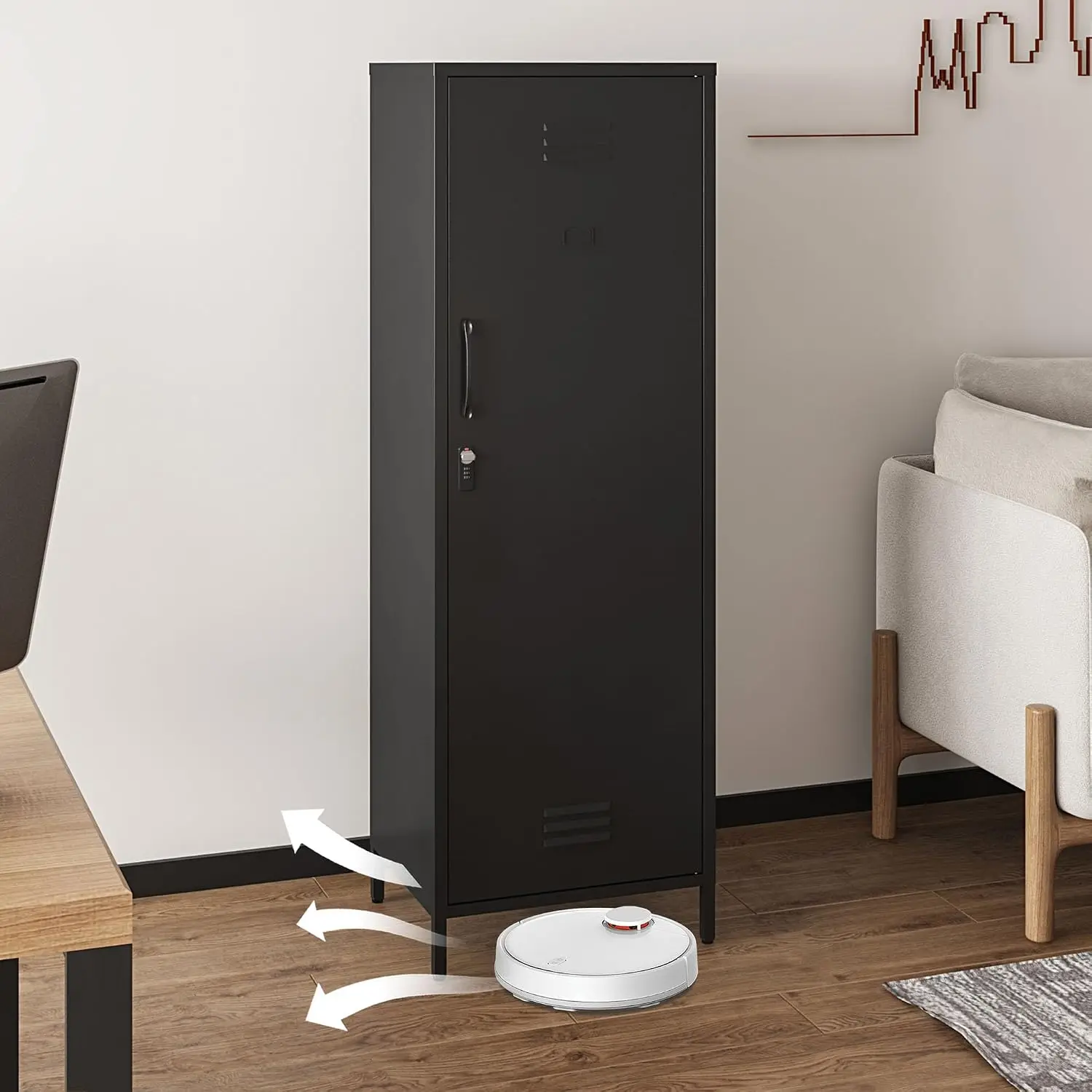 Metal Locker Cabinet with Lock & 3 Shelves, Steel Storage Cabinet for Home Office School Garage, H59.06