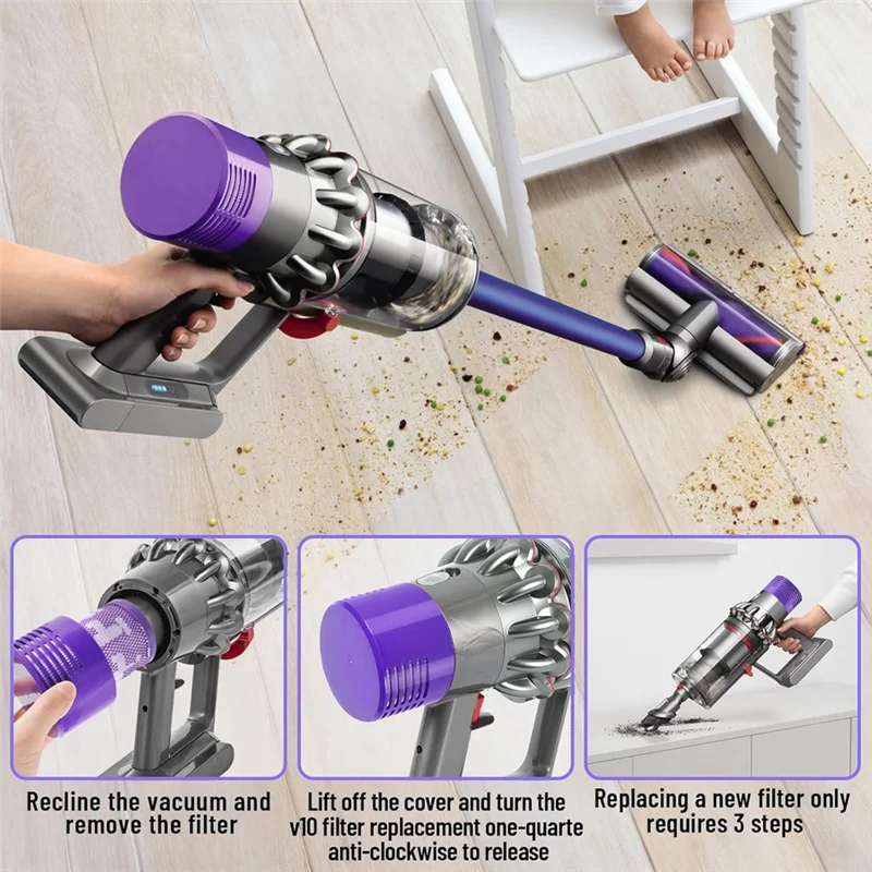 

TFORU-Vacuum Cleaner Filter For Dyson V10 SV12 Hepa Filter Replacement Parts, Part Number 969082-01