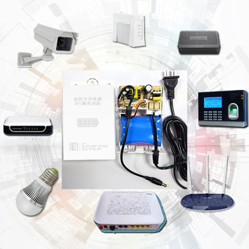 Bosiyrggrl Alimentatore di Alimentazione Ininterrotta (ups) da 12V-2A per WiFi, Modem, Router, Telecamera di Sicurezza con Batteria di Backup ups Mini, Spina EU