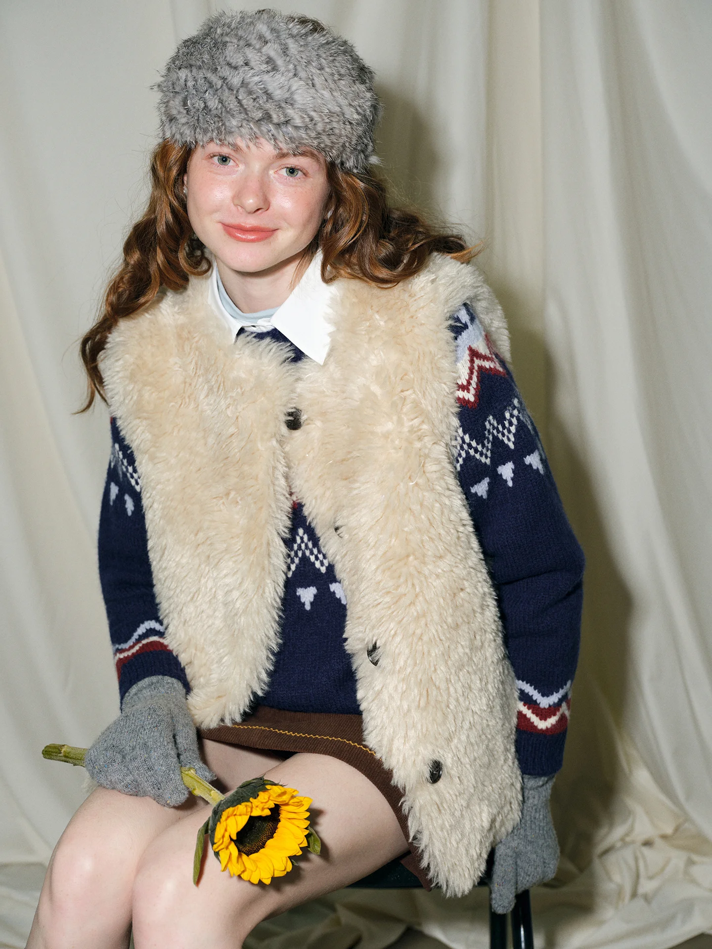 

Rina Berry Pure Color Casual Design Versatile Basic Spring Soft Commuting Furry Vest Loose Fit round Ne Single Button Closure