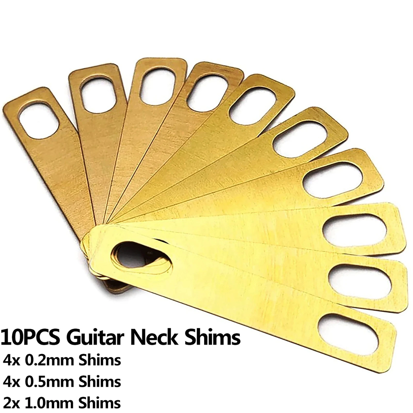 10Pcs Electric Guitar Neck Shims 0.2mm 0.5mm 1mm Thickness Brass Shims Set Connection Neck Plate Bolt-on Repair Luthier Tool