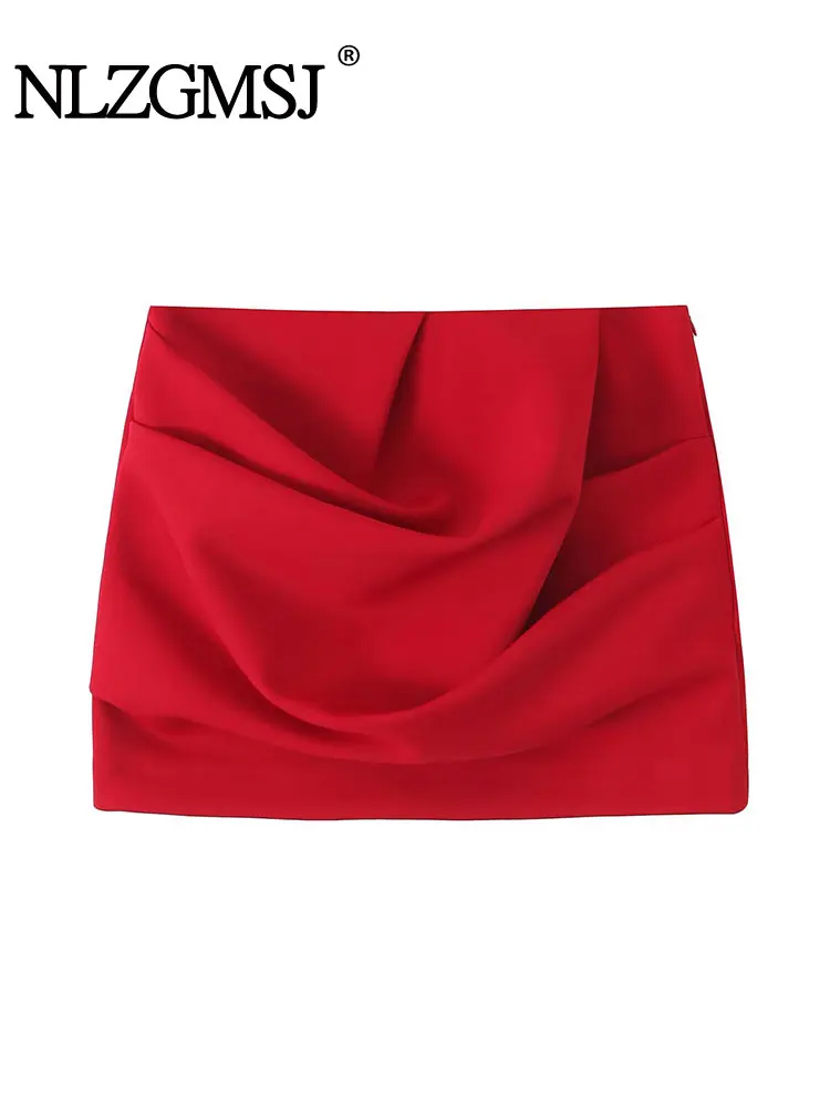 

2025 весна-лето, повседневная женская юбка, однотонная тонкая короткая юбка на молнии, новая модная праздничная мини-женская юбка