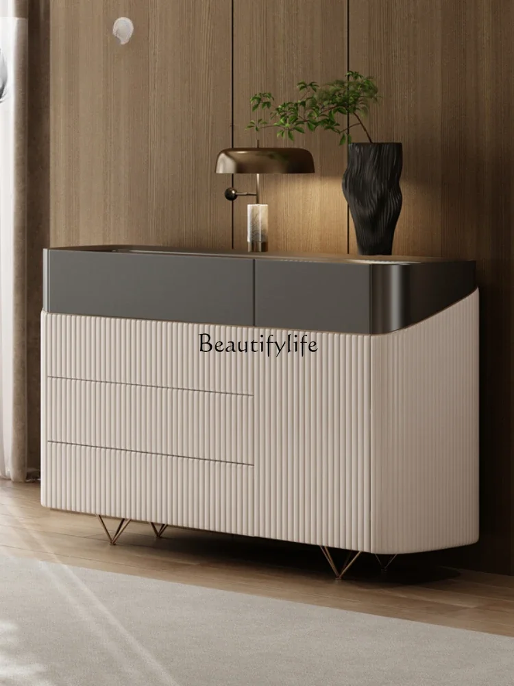 

Italian light luxury rock slab dining side cabinet storage modern simple storage tea cabinet