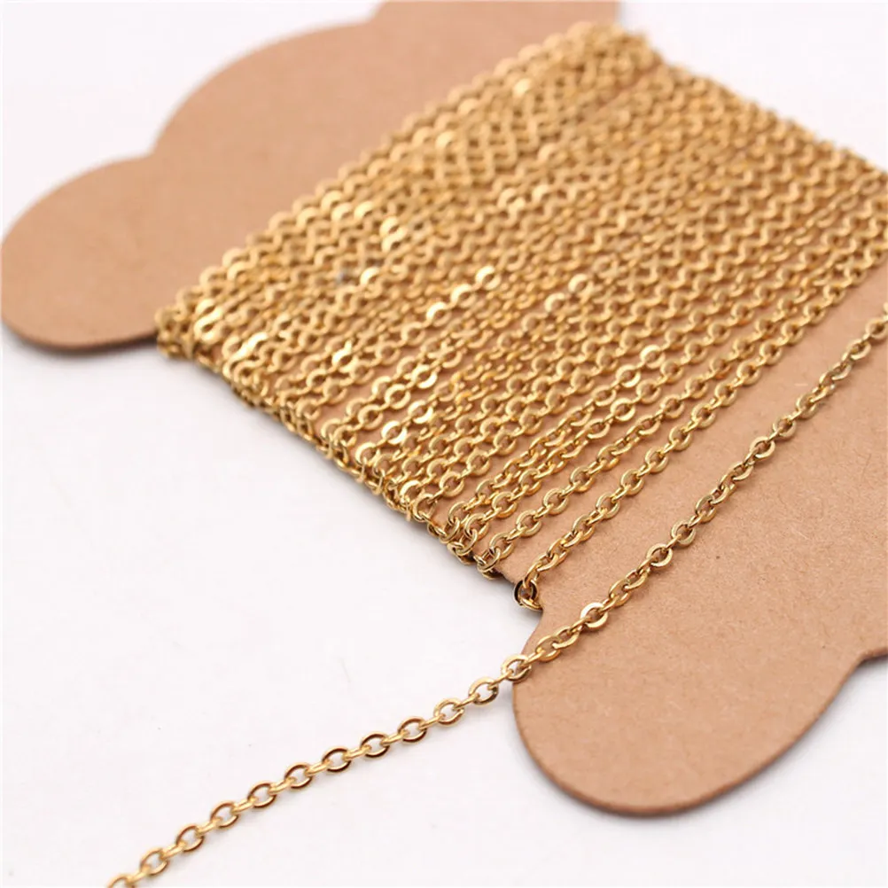 1Pcs Cross Flattened Chain Stainless Steel Jewelry Chain 3 Meter DIY Craft Necklace Making Accessory Shiny Fade Proof Twist Reel