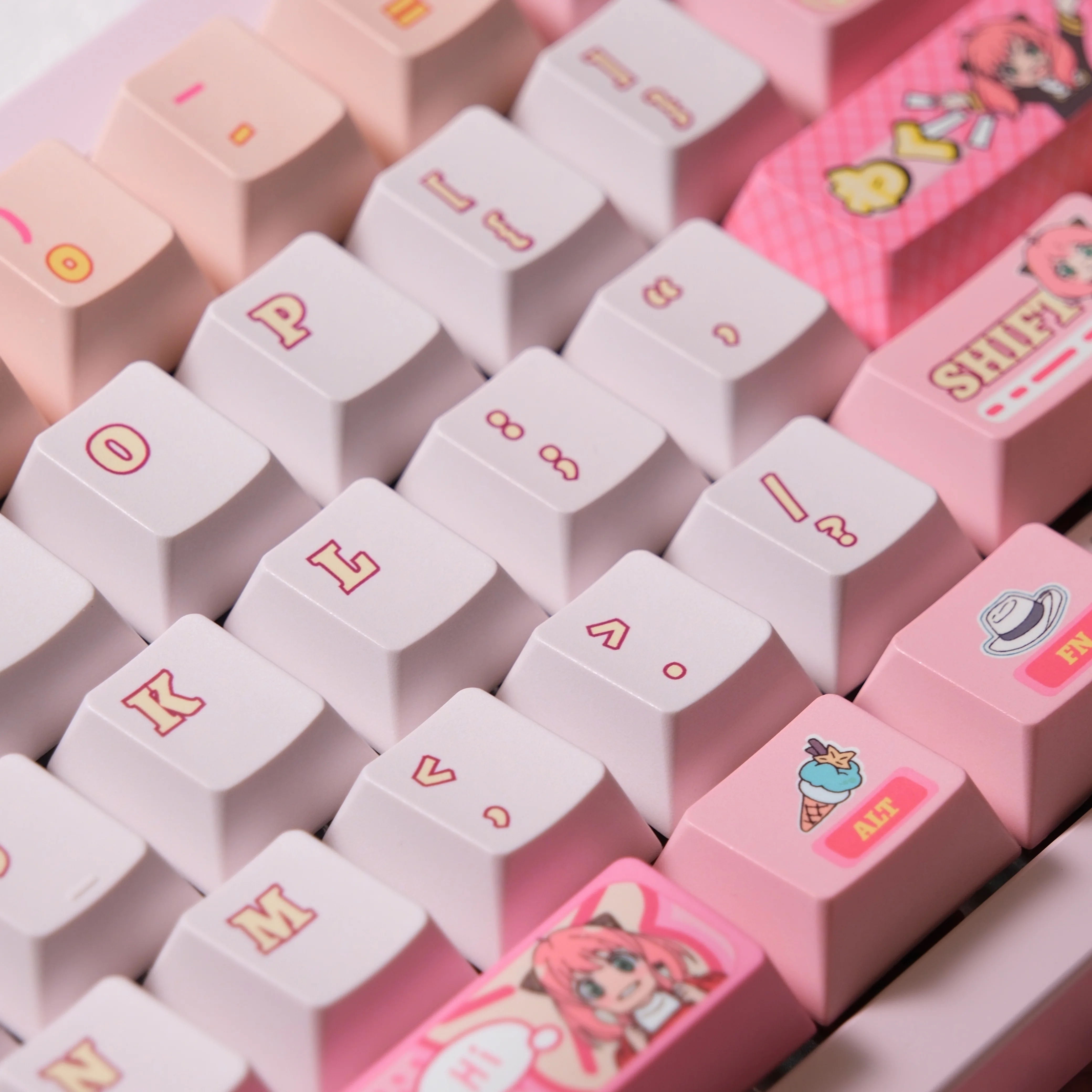 Anya Forger Keycaps PBT Cherry Profile 146 Keys SPY×FAMILY Theme Pink Cute Anime Keycap Set for MX Switch Mechanical Keyboard