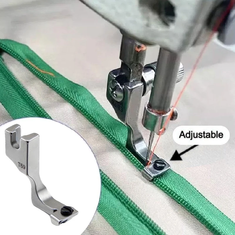 T69 Adjustable Invisible Zipper Presser Foot Unilateral Zipper Feet For Industrial Single Needle Sewing Machine Accessory