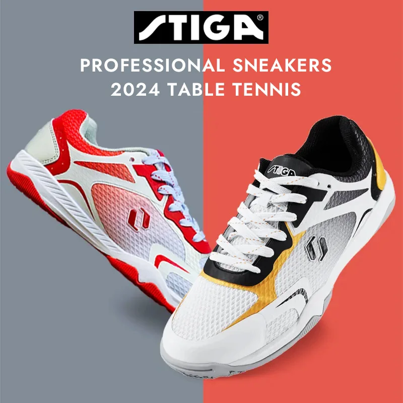 STIGA buty do tenisa stołowego mężczyźni kobiety Brand New 2024 Ping Pong Sneakers profesjonalne antypoślizgowe trwałe przenośne