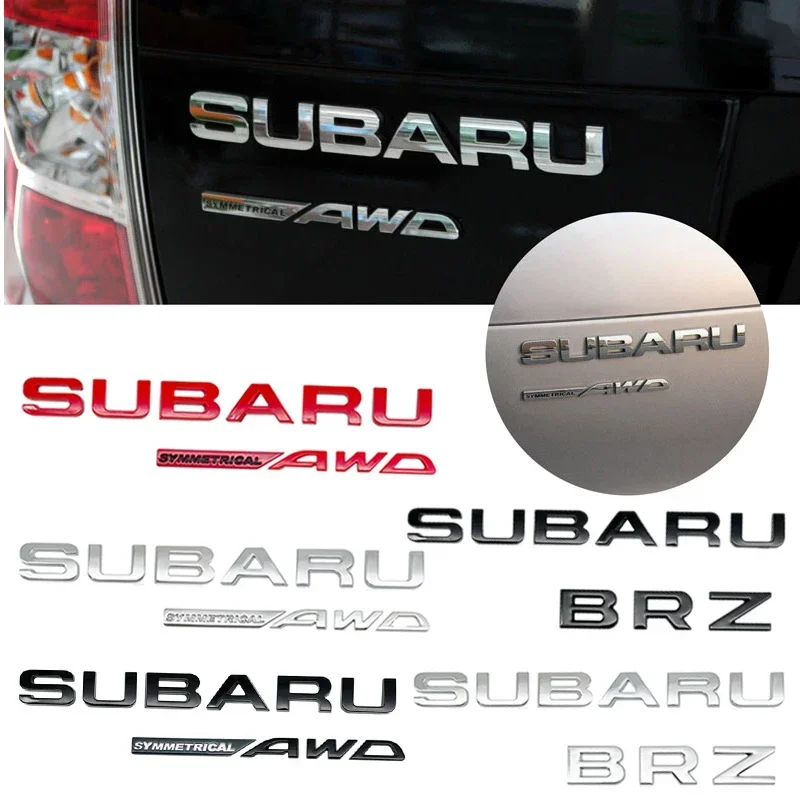 Car Rear Trunk Metal Emblem Stickers Auto Body Badge for Subaru BRZ SYMMETRICAL AWD Logo Tribeca XV STI Forester Impreza