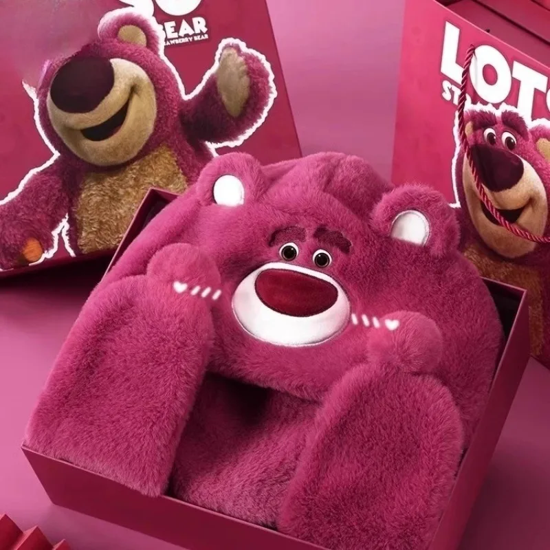 Disney fraise ours chapeau écharpe intégrée femmes chaud polaire automne et hiver nouvelle écharpe enfants fille