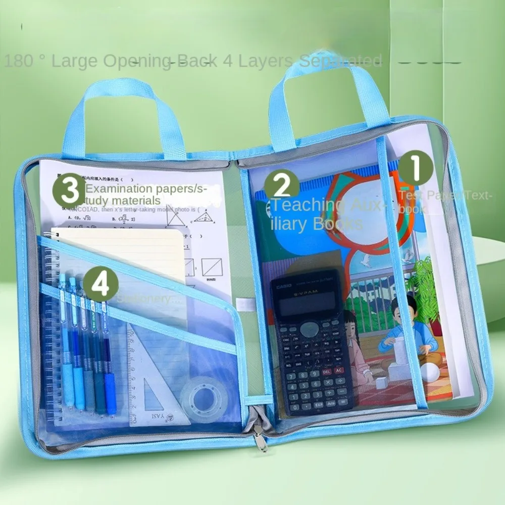 حقيبة تعليمية شبكية من النايلون متعددة الوظائف شفافة مقاس A4 حقائب ملفات محمولة ذات سعة كبيرة للطلاب #5