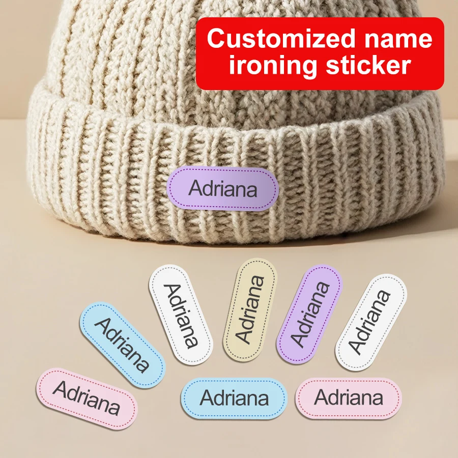 Customized Name towel Sticker Self-adhesive Paste For Kids Clothes School Uniform Bag Children sock hat Pants Sewn Free Label