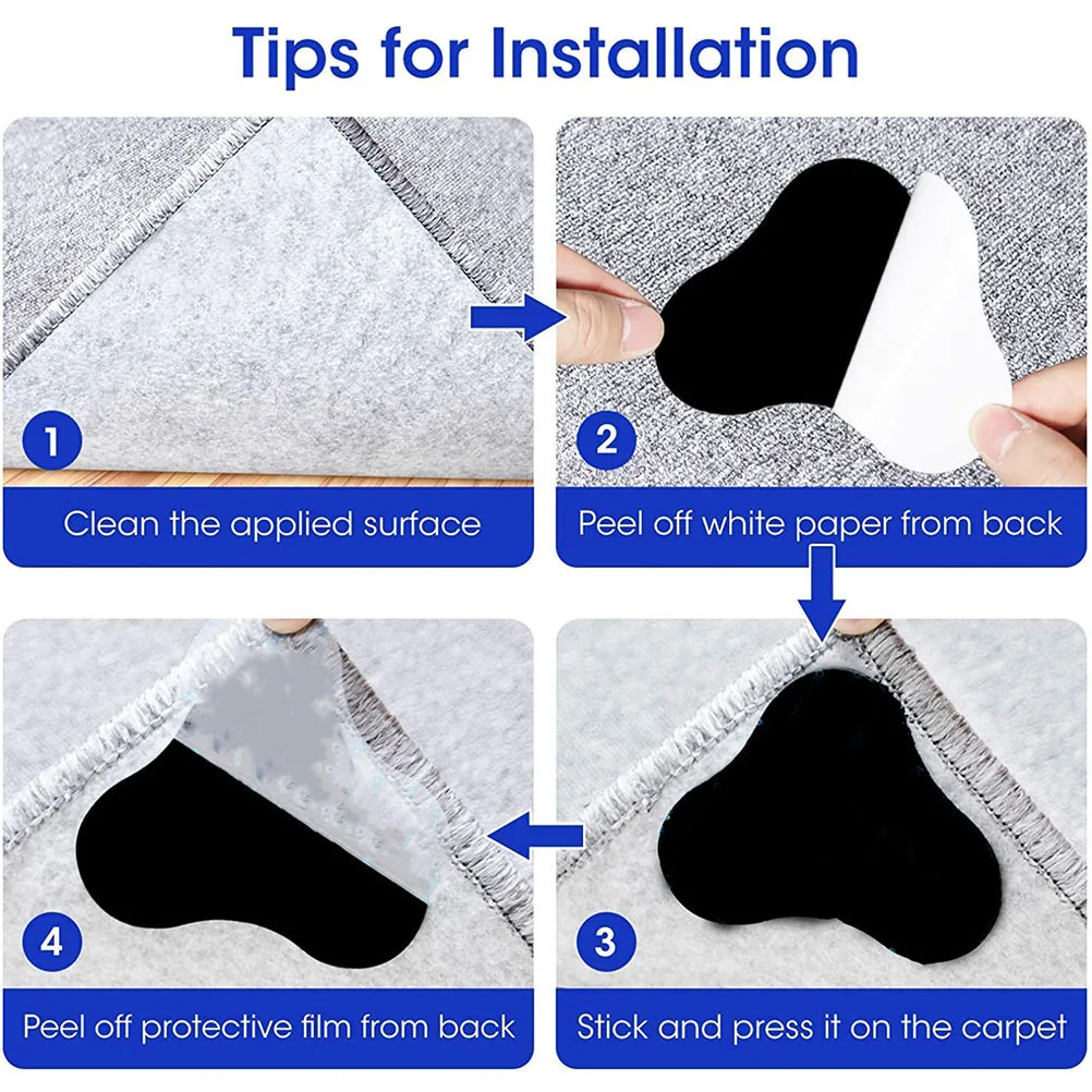 10 pezzi adesivi antiscivolo tappetini resistenti pinza per pavimenti in legno duro ceramico fissaggio tappeti riutilizzabili lavabili