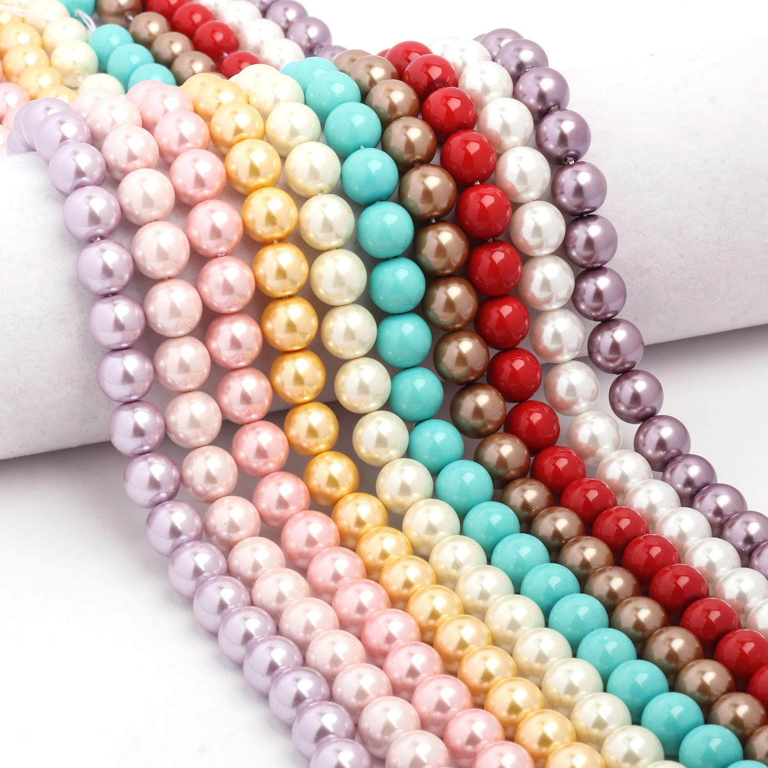 4 6 8 10mm Glass Beads Colorful Imitation Pearl Loose Spacer Round Smooth Beads For Diy Jewelry Making Handmade Bracelet Earring