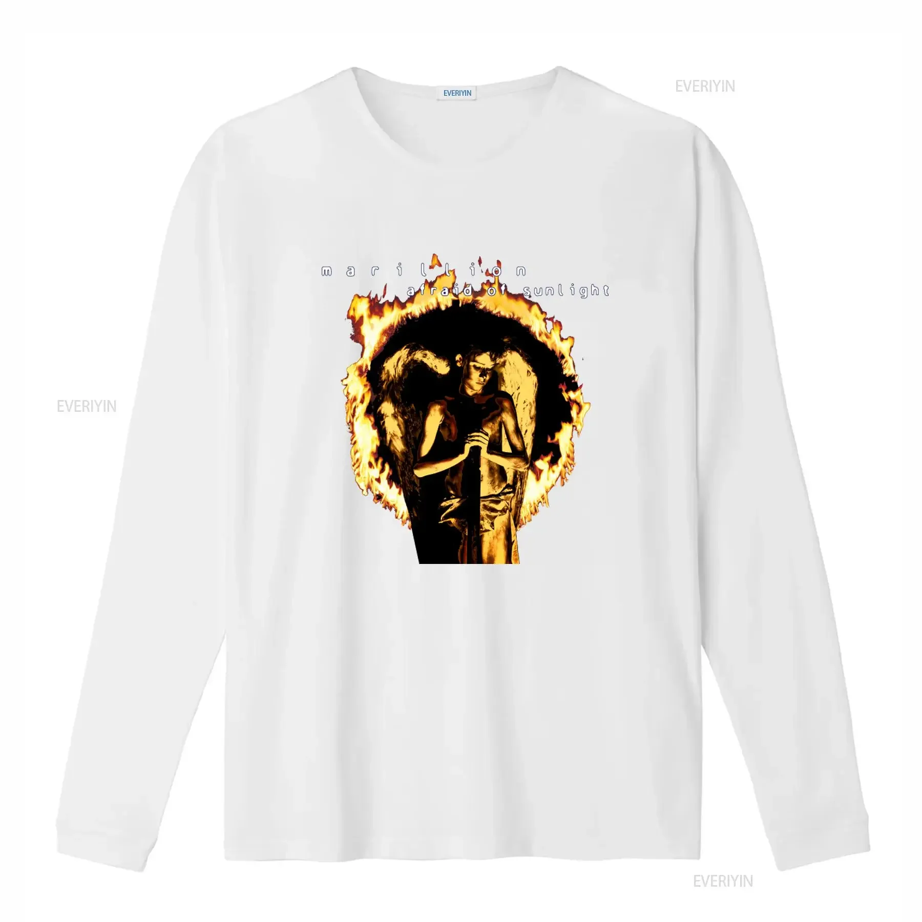Vintage 1995 Marillion Afraid Of Sunlight Tour T Shirt Unique Angel with Flames Design for Rock Fans vintage Washed - view 4