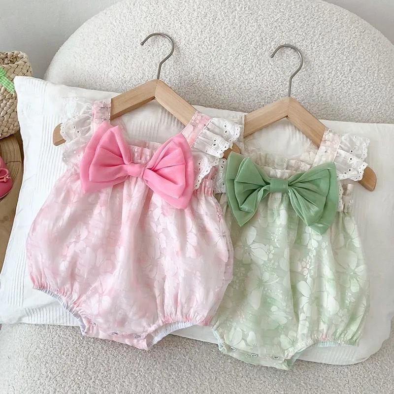 

Baby Girls Clothes Summer Baby Jumpsuit Bow Sleeveless Infant Baby Girl Sweet Cute Jumpsuit Newborn Rompers Onesies 0-18 Months