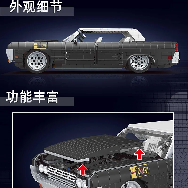 Mold King 10118 Technische Auto Speelgoed De 1964 Continental Vintage Auto Bouwsteen Assemblage Auto Model Baksteen Kinderen Kerstcadeau