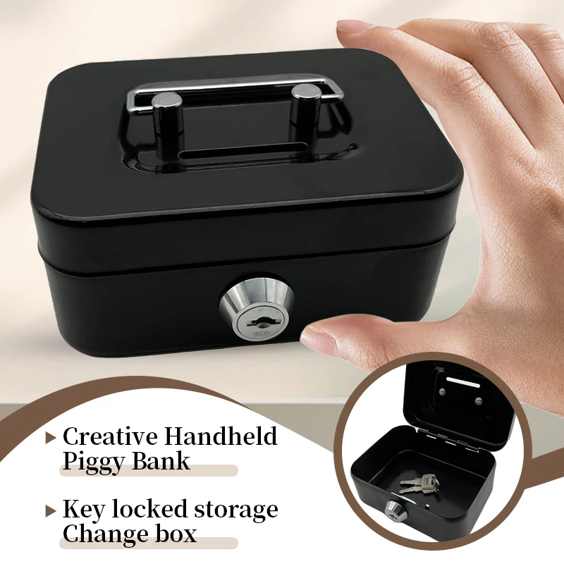 1/2 قطعة خزنة المال الإبداعية صندوق النقود القابل للقفل مع مفتاح ومقبض المحمولة قفل أمان صغير صناديق العملات المعدنية القوية للأطفال