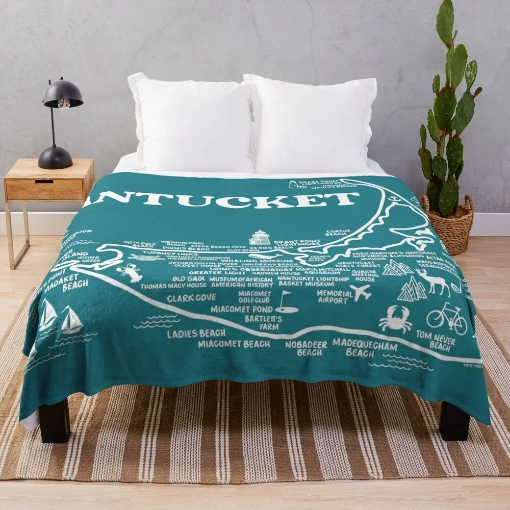 

Nantucket Map Throw Blanket Hairy for sofa Bed Nap Blankets