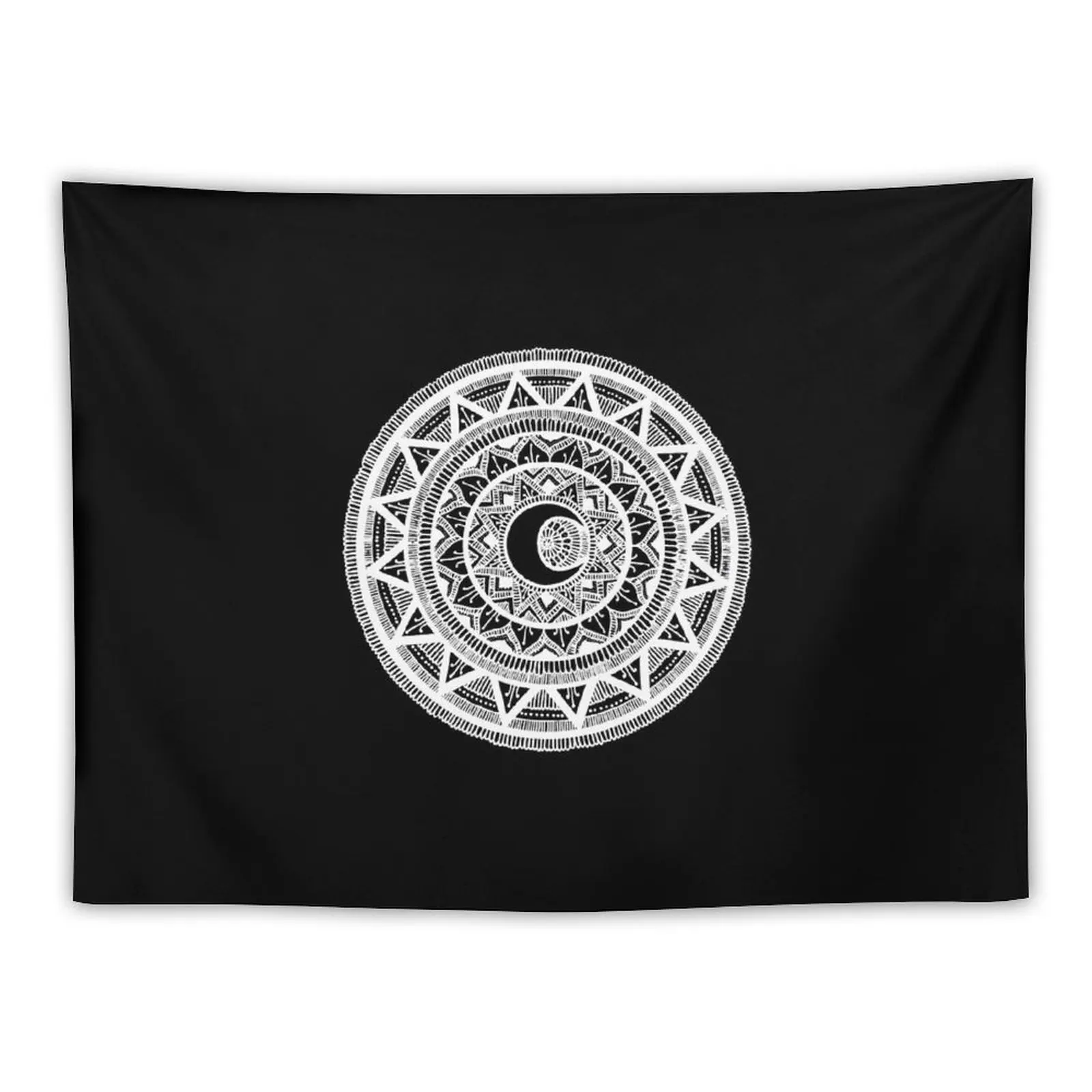 New White on Black moon mandala Tapestry Bedrooms Decor Bedroom Decorations Home Decorating Decorations For Room