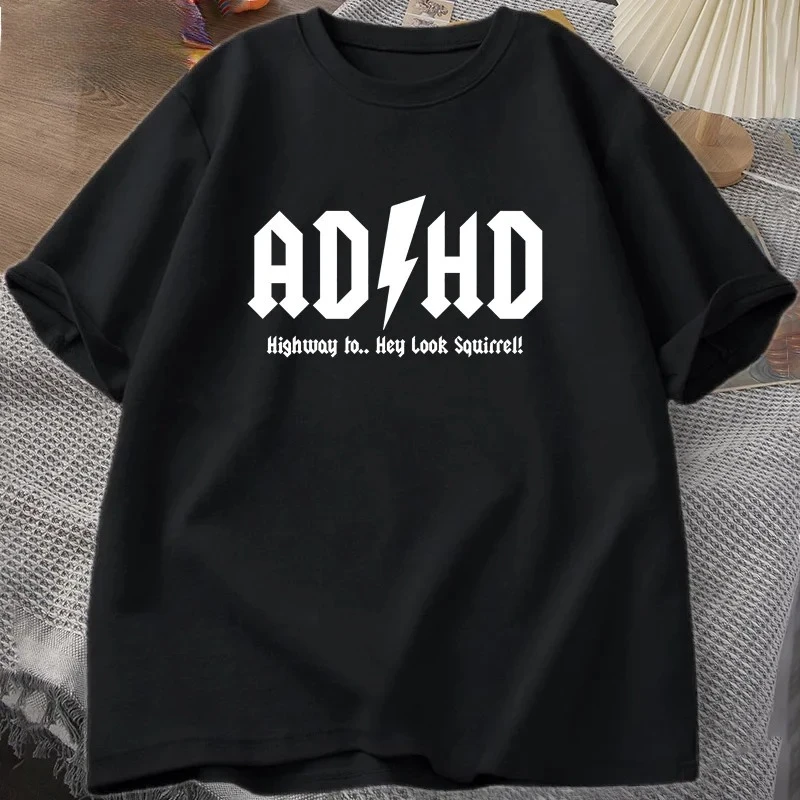 ADHD الطريق السريع يا نظرة السنجاب تي شيرت الرجال النساء الروك روك آند رول تي شيرت الشارع الشهير بلايز ملابس للرجال للجنسين بلايز #1