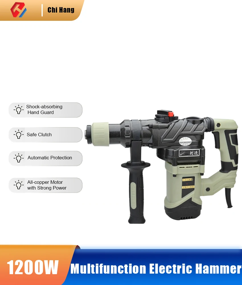 

220V/1300W Concrete Slotting Electric Hammer Electric Pick Hammer Drill 689 Electric Demolition Hammer With Chisel