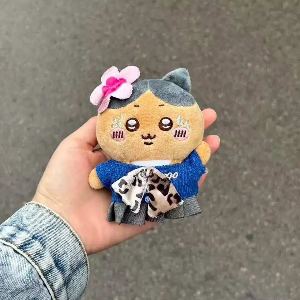 Cute Hachiware Momonga Gyaru Style Plush Keychain Tan Skin Blue-Eared Cat Bag Usagi Charm Pendant Toy Gift for Boys Girls Fans