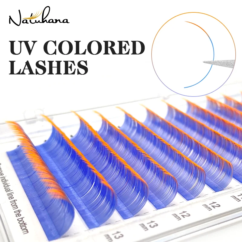 

NATUHANA lashes Fluorescent Eyelash Extension Colorful UV Neon Eyelash Extensions Glow in the Dark Makeup Tools