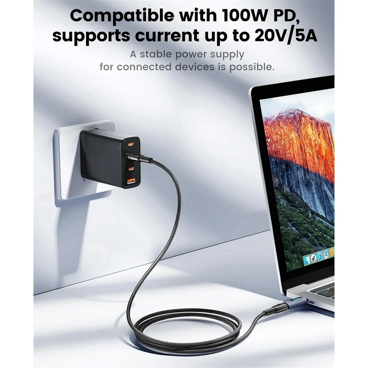 AT42 USB C Adapter 100 W Typ C Leistungsmesser Tester mit Digitalanzeige für, Pro, 15 Grau