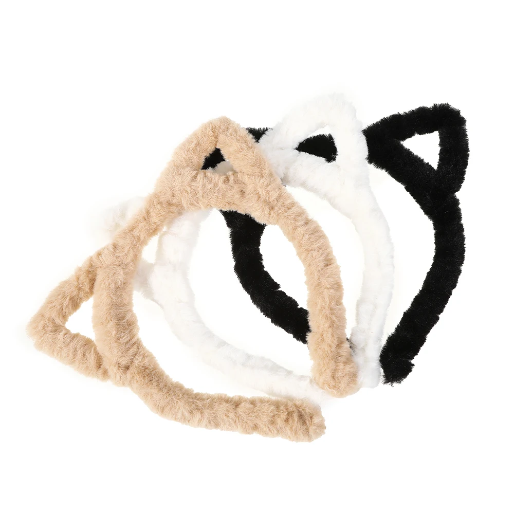 AWAYTR Plush Cat Ear Lolita Headbands Girls Cartoon Furry Hair Bands Hoop Women Cosplay Costume Party Korean Hair Accessories