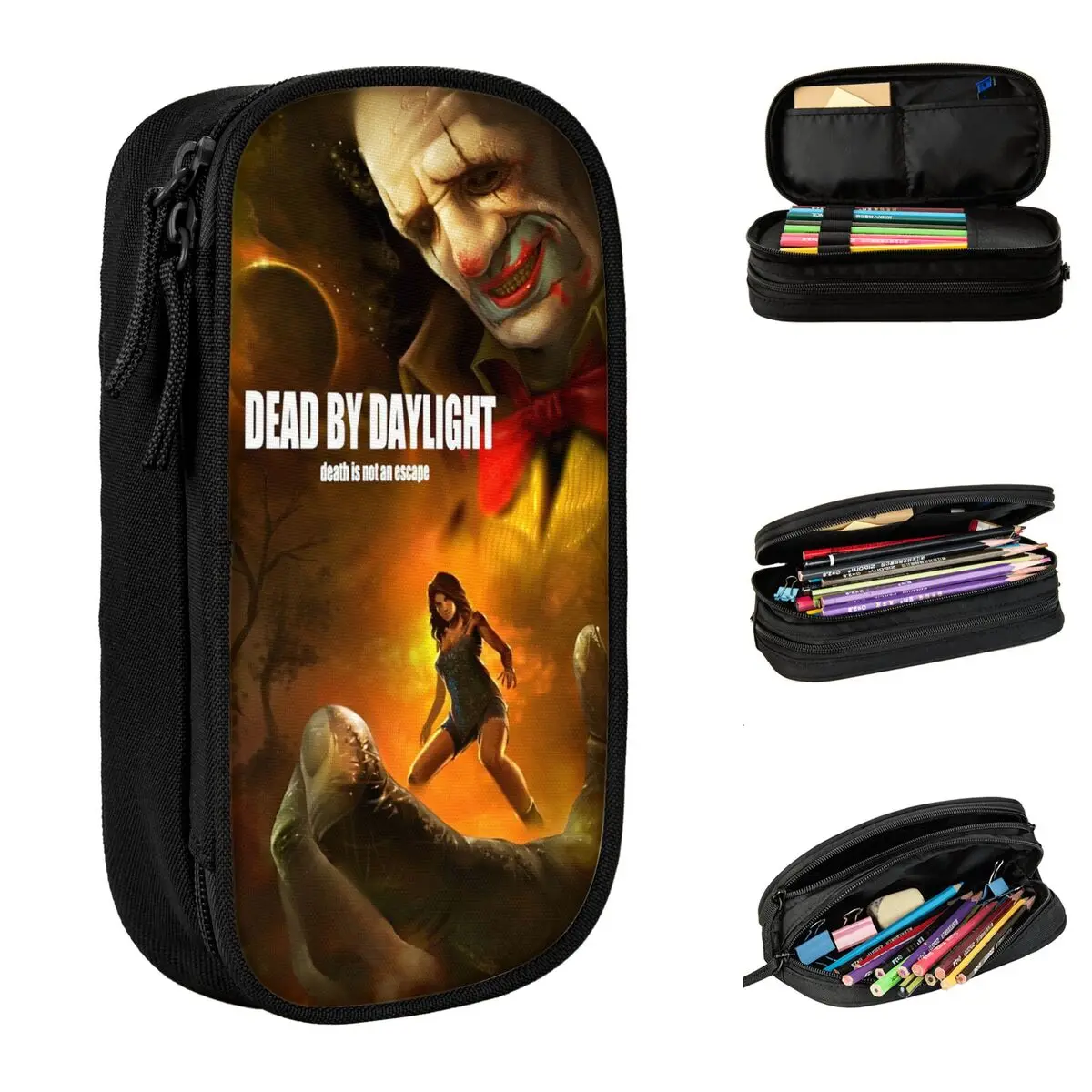 Game Deads By Daylights Pencil Case Dawn Killer Hunting Pencil Pouch Pen for Student Large Storage Bag School Gift Stationery