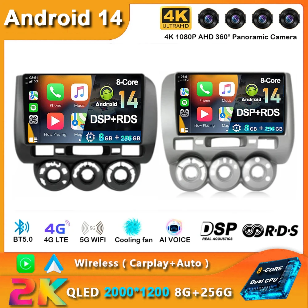 

Android 14 Carplay Car Radio For Honda Fit Jazz City 2002 2003 2004 - 2007 Navigation Multimedia GPS Player Stereo WiFi+4G video