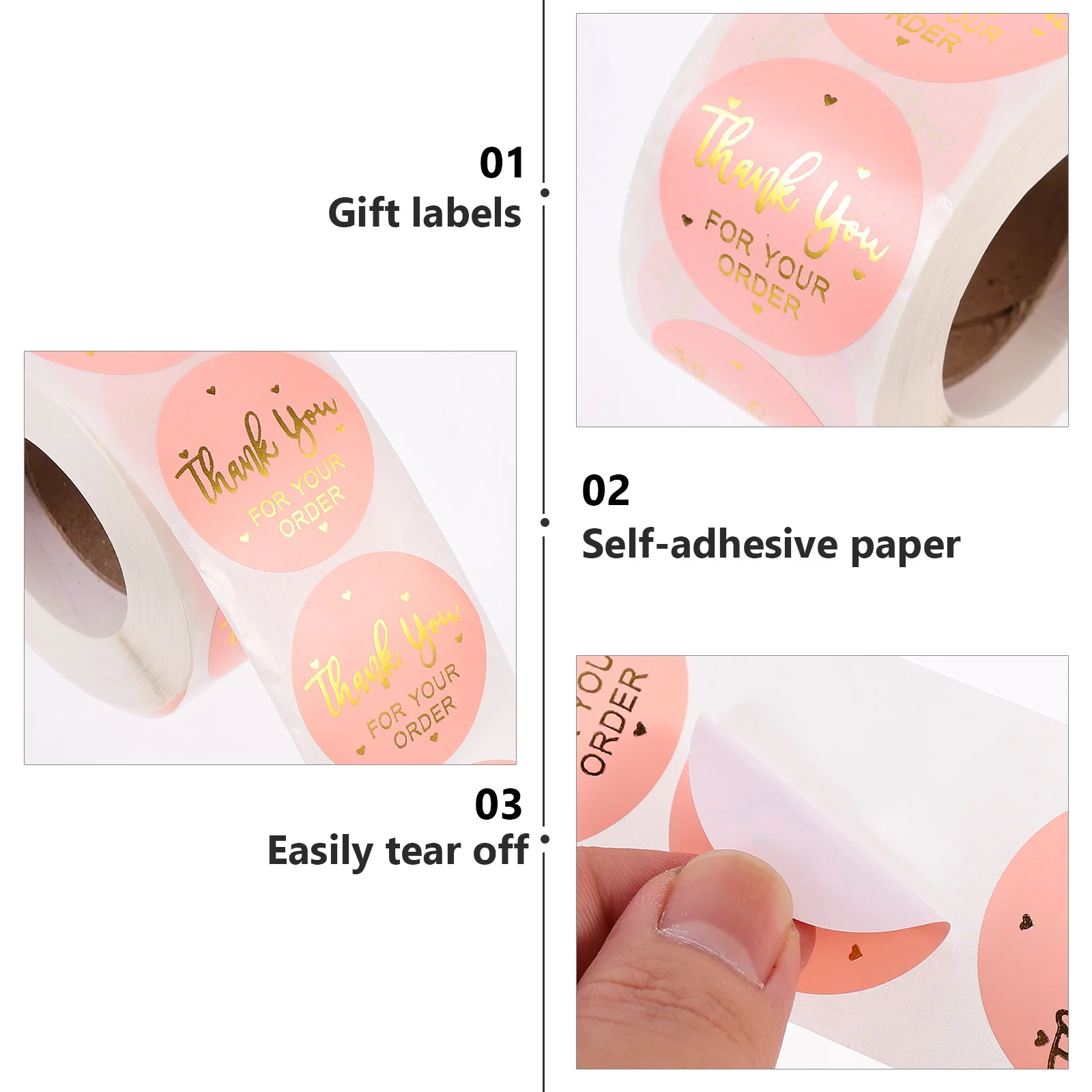 500 قطعة ملصقات شكرًا لك ملصقات ختم مستديرة شارات الأعمال للتغليف مغلفات بريدية هدية تزيين ملصق الهدايا