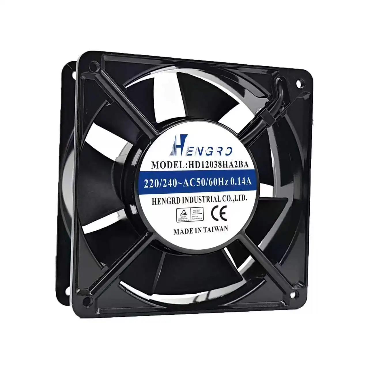 For HENGRD HD12038HA2BA AC 220V 240V 0.14A 12038 Industrial Cabinet Machine Ventilation Axial Cooling Fan Made in Taiwan CE