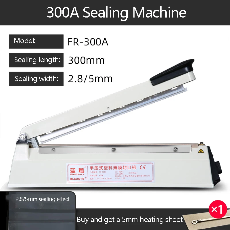 Electric Heat Bag Sealing Machine Plastic Bag Sealer Hand Press Food Seal Plastic Bag Impulse Sealer Fast Heat Packaging Machine