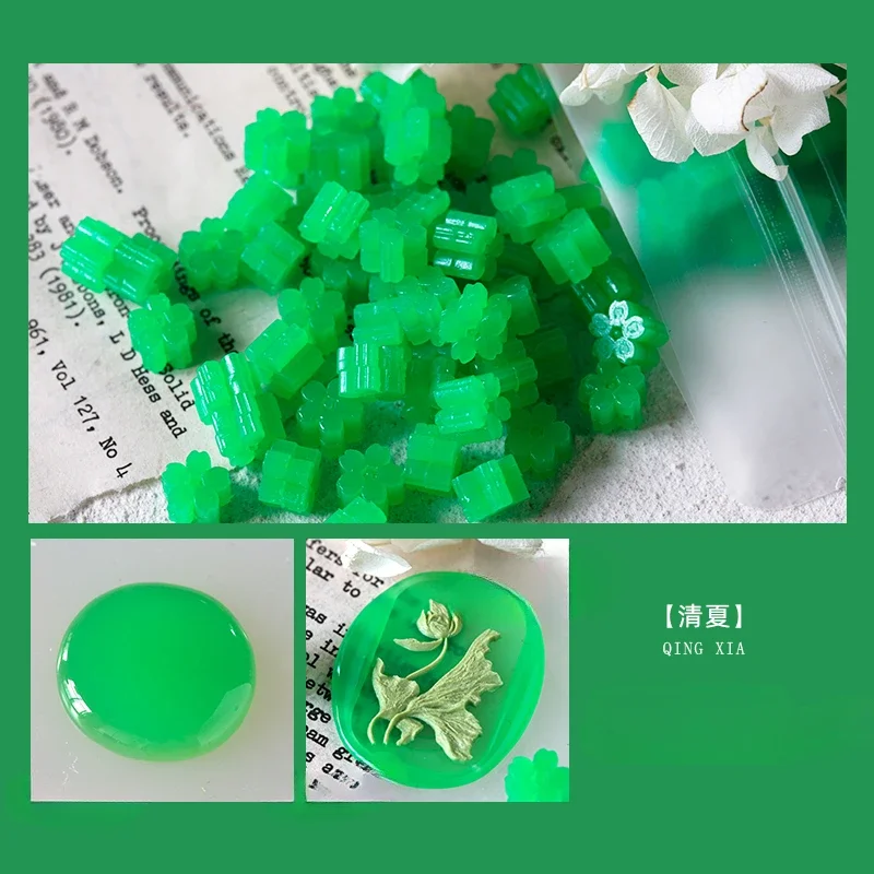 60 stks Semi Transparante Jade Kleur Lakzegel Stempel Deeltjes Sakura Vorm Wax Materiaal DIY Handboek Wenskaart Afdichting Tool