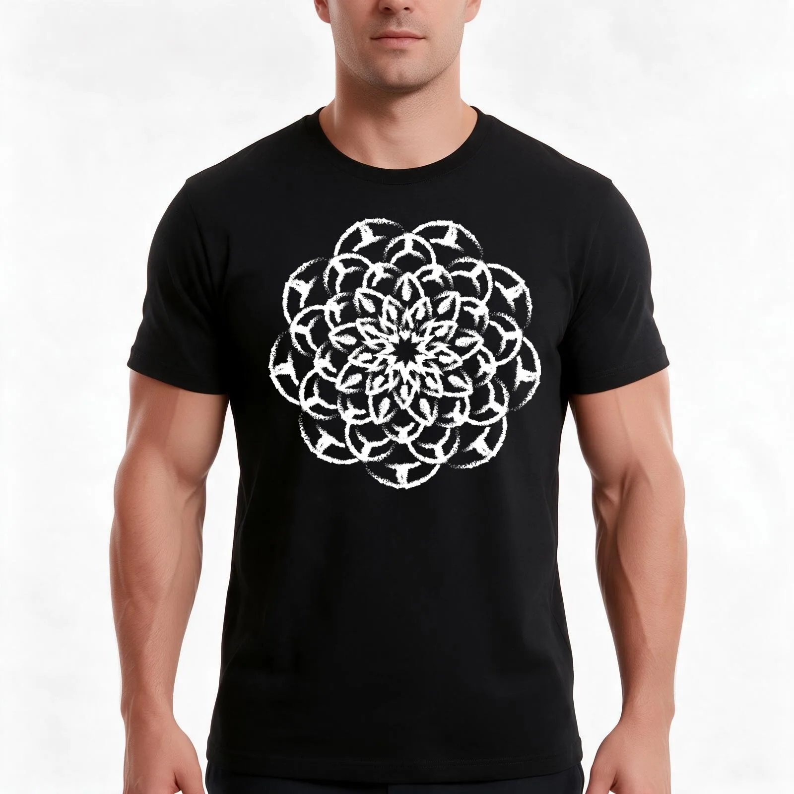 rough brush mandala T-Shirt Summer Casual Cotton Tee Oversized Streetwear Tops Vintage Graphic Print Loose Fit Short Sleeve