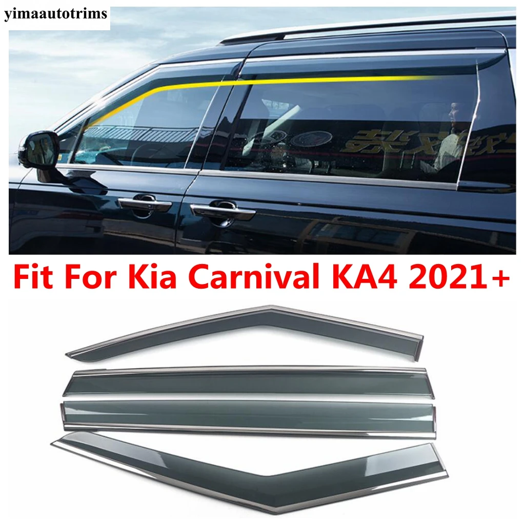 

Side Window Visors Smoke Rain Sun Wind Shade Guard Shelter Weathershield Deflector Accessories For Kia Carnival KA4 2021 - 2024