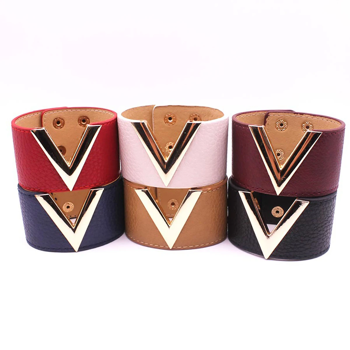 Europe Crack Leather Bracelet for Women Femme All-Match V Word Wide Punk Style Soft Jewellery Gift Wholesale