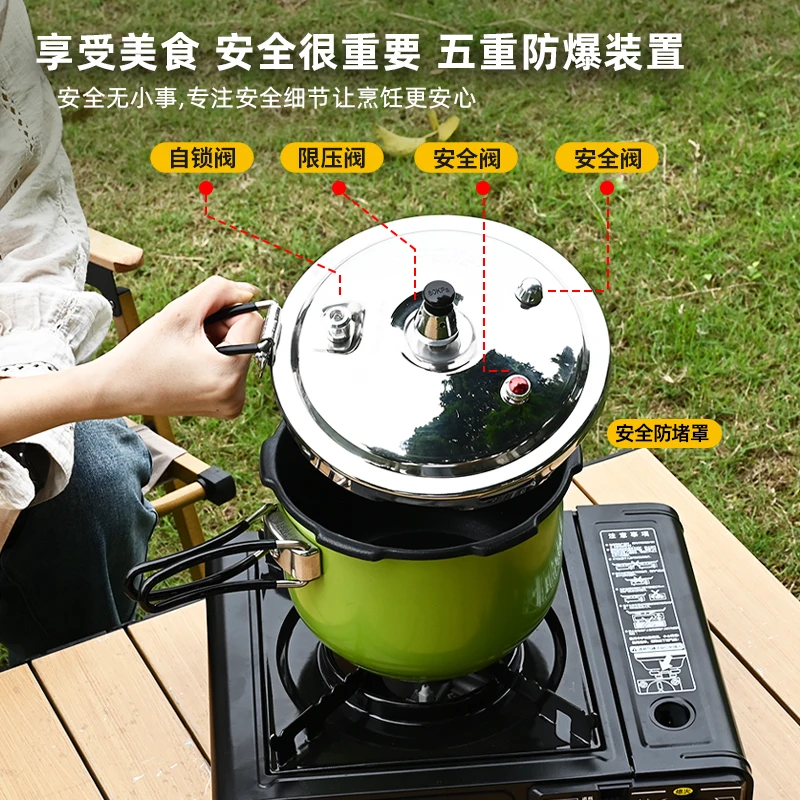 Tragbarer Mini-Explosionsgeschützter kompakter Schnellkochtopf aus Edelstahl 304 für den Außenbereich mit Klappgriffen für selbstfahrende Camping